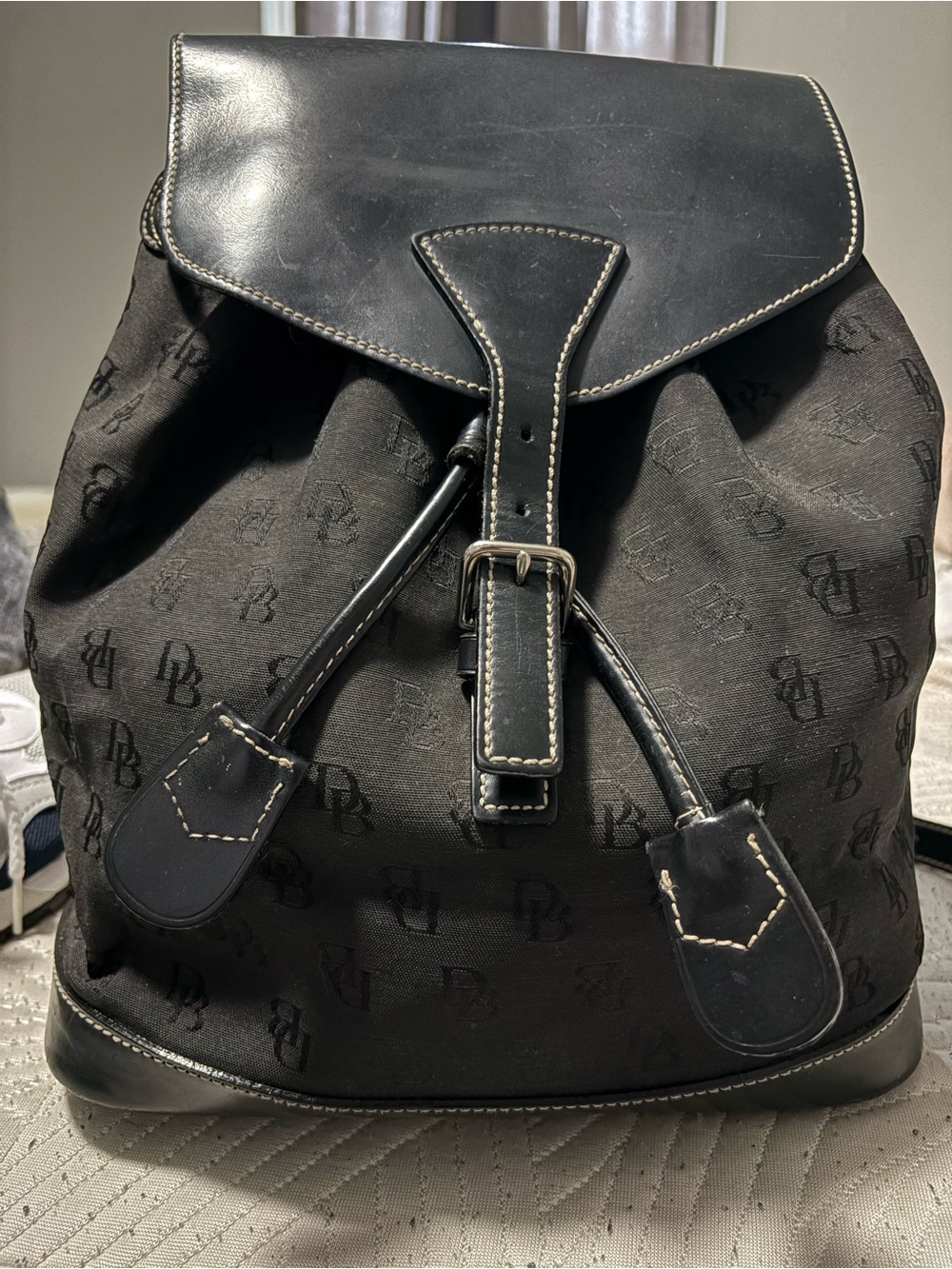 Dooney & Bourke Black Logo Drawstring Backpack